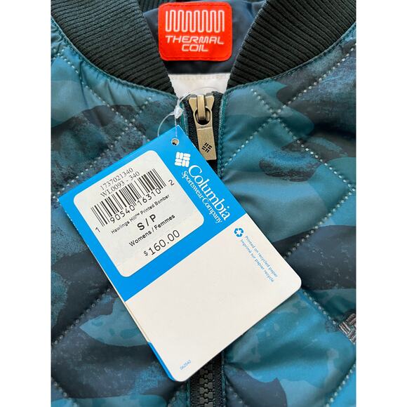 Columbia Hawlings Hill Bomber Jacket Thermal Coil-Blue Black Camo Size S $160 - Picture 3 of 10